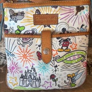 Dooney & Bourke Disney Sketch Crossbody Bag EUC Rare Rainbow Zipper